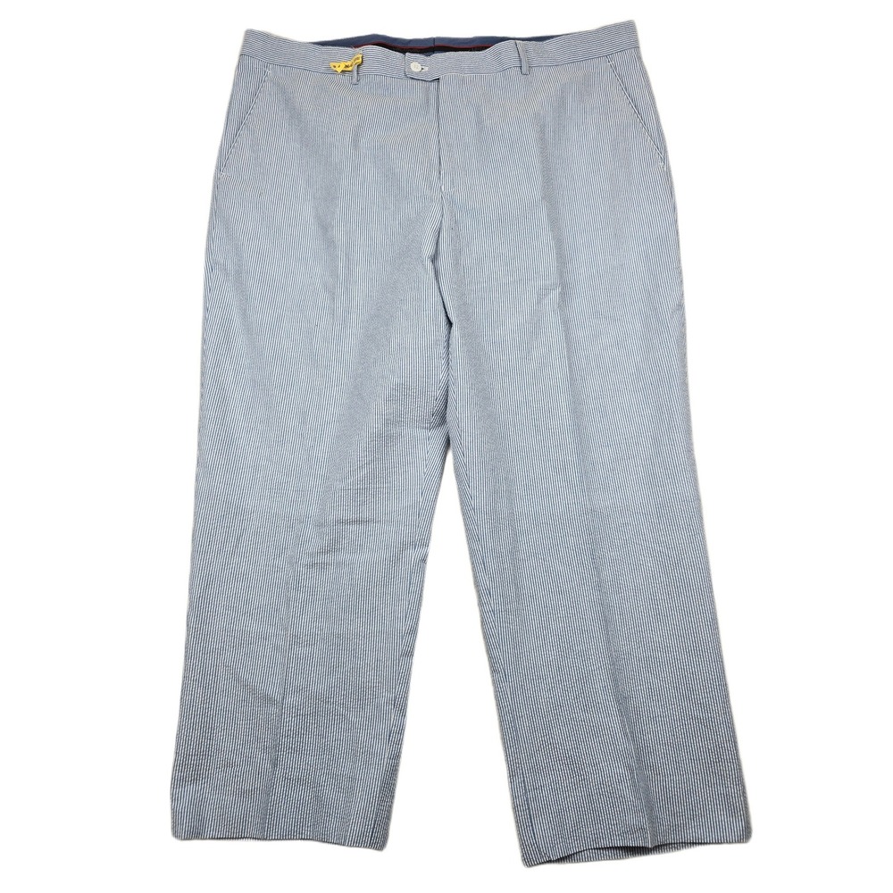 Linea Uomo Seersucker Pants Mens 42x26 Blue White Cotton Blend Striped Trousers